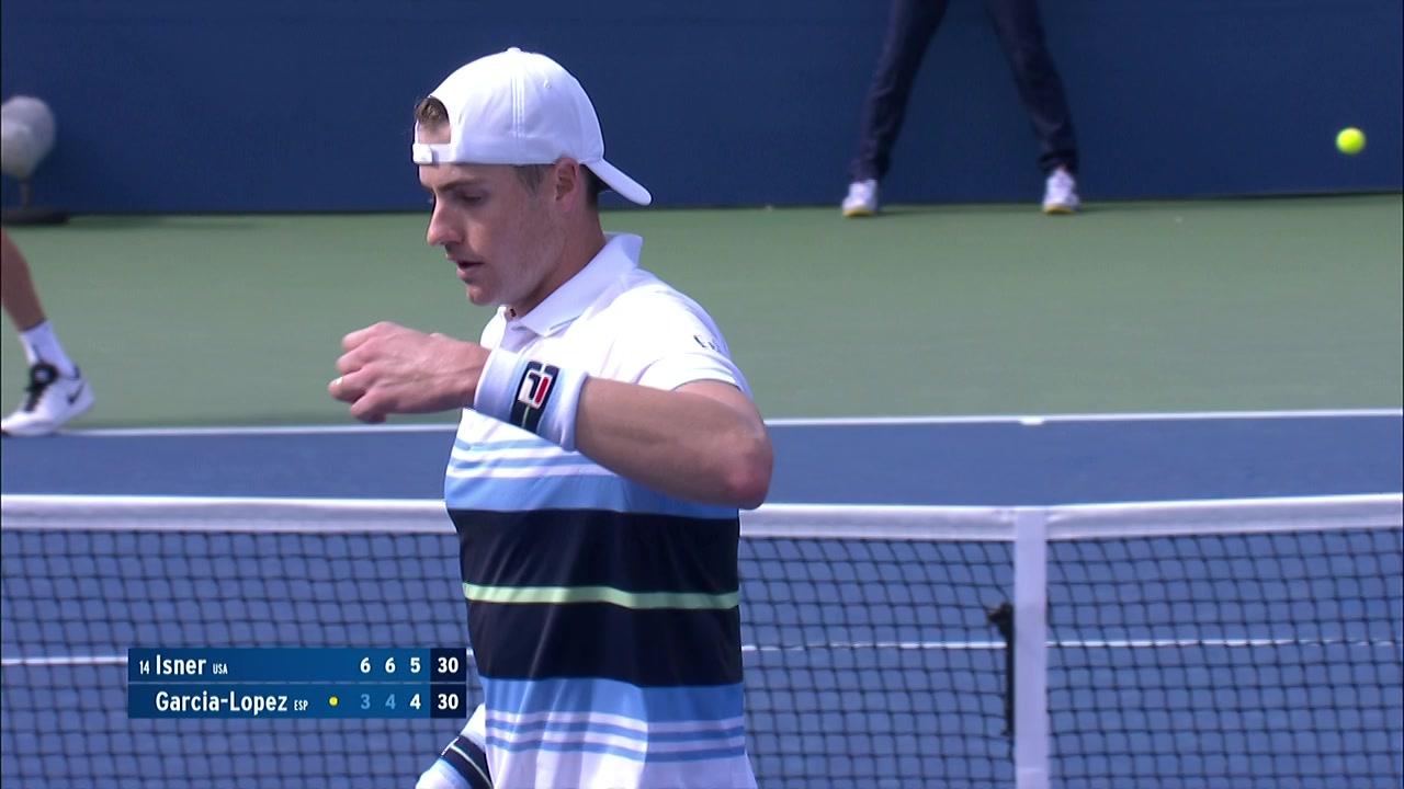 SlamTracker: Isner wins the point with a forehand winner. - US Open ...