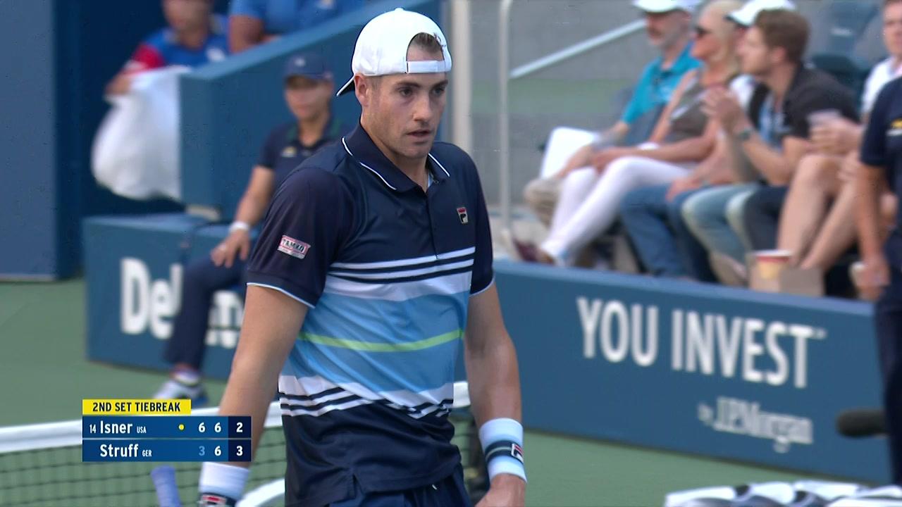 SlamTracker: Isner wins the point with a forehand winner. - US Open ...