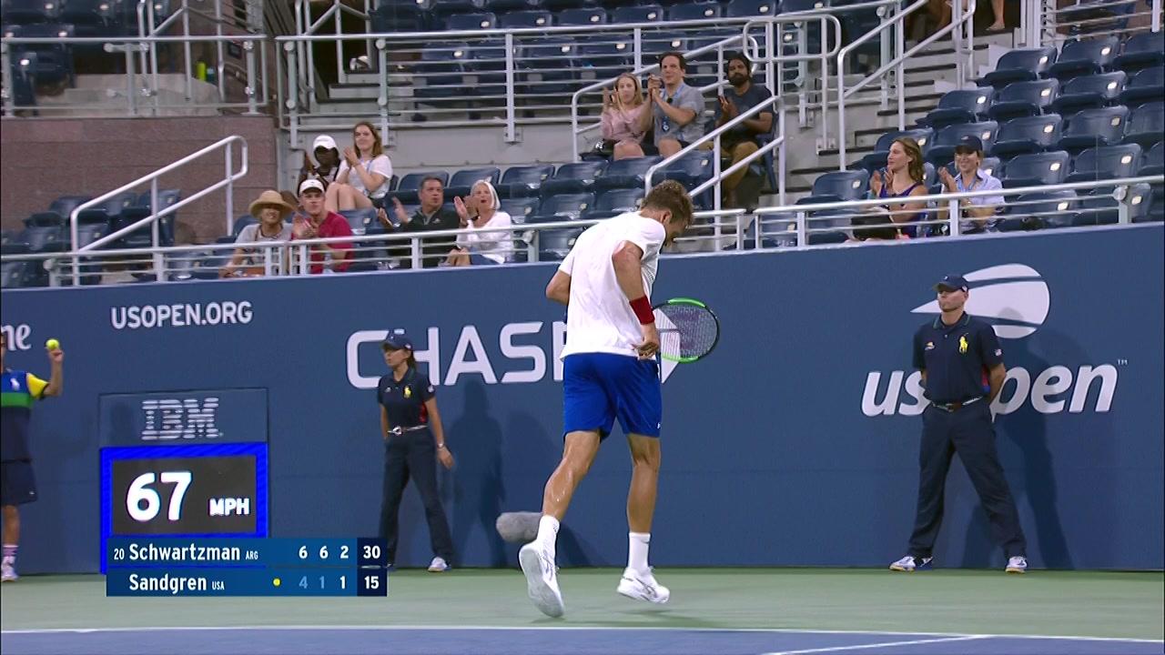 SlamTracker: Sandgren wins the point with a backhand volley winner ...