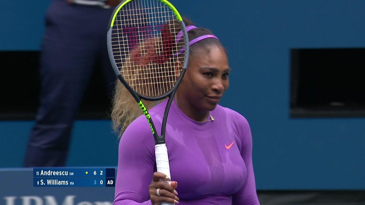 SlamTracker Break Point; Williams wins the point with a forehand